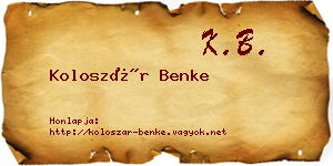 Koloszár Benke névjegykártya